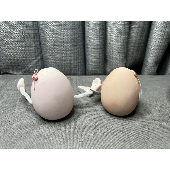 VTG Anthropomorphic Ceramic Egg Pink Shelf Sitter Figures Sleepy Happy Basket - Picture 5 of 16